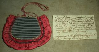 Antique 1872 Sewing Bag Pin Cushion Hung On Christmas Tree Back In The Day Vafo photo
