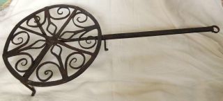 Rare Antique Wrought Iron Trivet & Iron Hook - 18th Century - Top Turns photo
