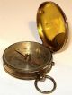 Vintage French Brass Compass With Lid & Fob Ring Other photo 2
