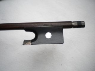Old Violin Bow Silver/ebony Frog Pernambuco Tourte Brand Octagon C.  1880 - 1930 photo