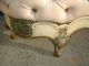 Vtg Italian Rococo Style Pink Tufted Leather Curved Head & Foot Board Cherub Post-1950 photo 7