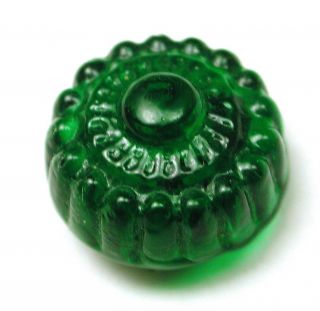 Antique Charmstring Glass Button Green Candy Mold W/ Swirl Back photo
