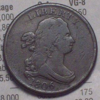1806 Draped Bust Half Cent Rare Brown C - 1 Variety Authentic photo