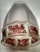 2 Antique White Satin Glass Art Deco Shade Reverse Painted Pink Green Flowers Lamps photo 3