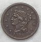1846 Braided Hair Large Cent Full Rims Au+ Detailing Pre - Civil War Authentic The Americas photo 3