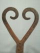 Pair Wrought Iron Folk Art Heart Shaped Andirons - Early 20th Century Hearth Ware photo 2