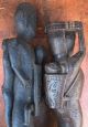 Pair Vintage Borneo Dayak Carved Wood Figures Male Female Child Indonesia Pacific Islands & Oceania photo 3