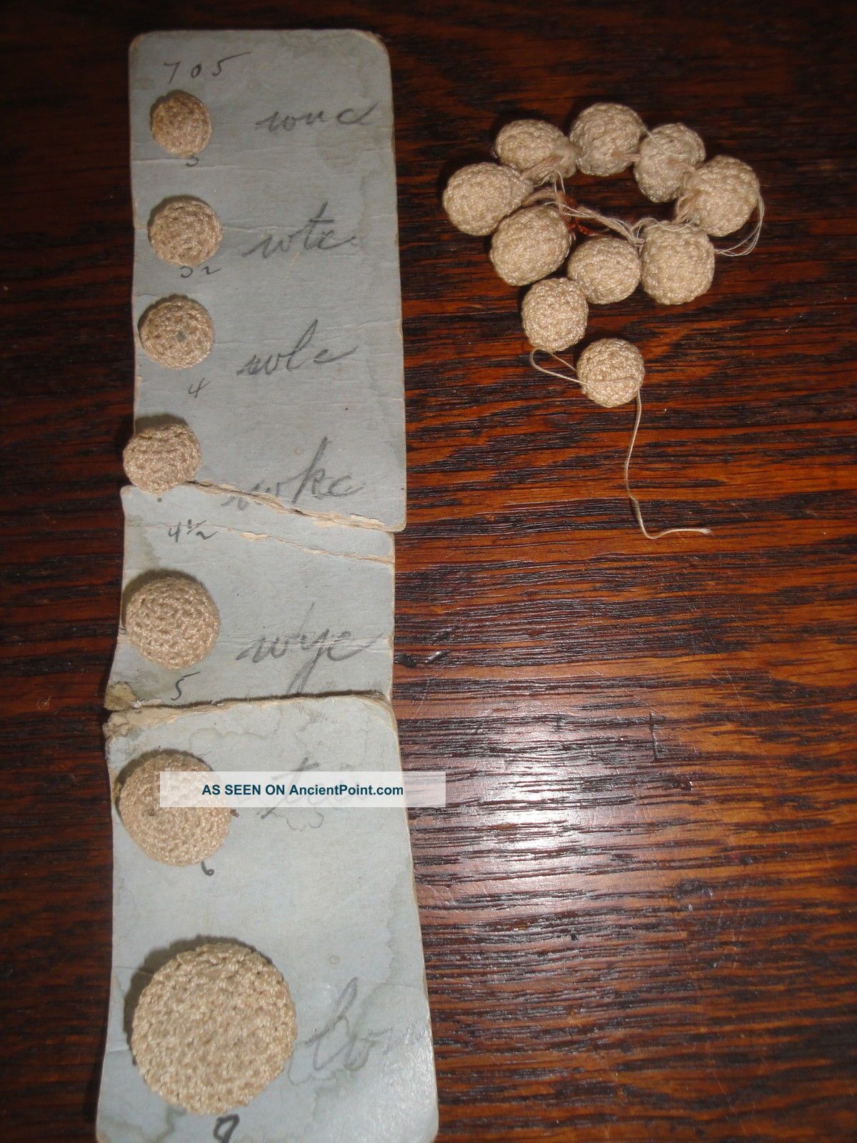 Antique Hand Made Crochet Buttons Sample Card Plus 10 / 1880 ' S European Buttons photo