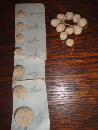 Antique Hand Made Crochet Buttons Sample Card Plus 10 / 1880 ' S European photo