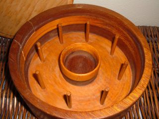 Antique Round Turned Wood Treenware Sewing Box / Spool Holder Cup Folk Art photo