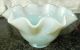 Two Antique White Ruffled Opalescent Glass Shades With 2 1/4 
