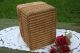 Antique Vntg Wicker Picnic Basket Deep Carry On Hinge Lid Tight Old Weave Bamboo Baskets photo 6
