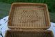 Antique Vntg Wicker Picnic Basket Deep Carry On Hinge Lid Tight Old Weave Bamboo Baskets photo 8