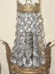 Antique Pair Bronze Crystal Beads Beaded Wall Sconces 9 