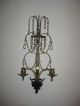 Vintage Pair Bronze Rams Head Chandelier Sconce Dozens Of Prisms Vgc 19 