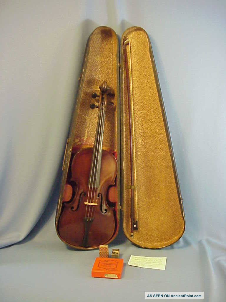 Antique German 4/4 Violin By Friedrich August Glass C.  1850 ' S W/ Bausch Bow Case String photo