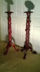 Antique Mahogany Candle Stands,  Grape Carved 1900-1950 photo 6