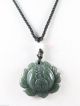 Chinese Natural Hetian Gray Jade Hand - Carved Lotus Flower Pendant, Necklaces & Pendants photo 6