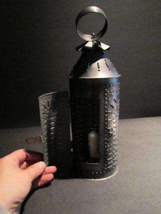 Antique Style Colonial Pierced Punched Tin Lantern Lighting Lamp Candle Holder photo