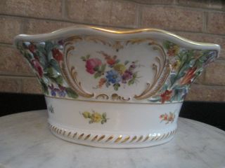 Dresden Carl Thieme Germany Porcelain Large Reticulated Floral Show Bowl Estate photo