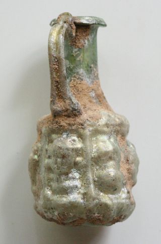 Ancient Roman Glass Jag - Decorated Mask Of Medusa And Bacchus  T photo