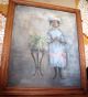 Vintage African American Painting Young Girl Child Ny Artist Native American photo 1