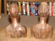 Antique African Hand Carved Busts Mother And Daughter Sculptures & Statues photo 4