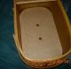 Antique Woven Wicker Picnic Basket Hinged Lid Folded Handles Primitives photo 5
