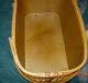 Antique Woven Wicker Picnic Basket Hinged Lid Folded Handles Primitives photo 6