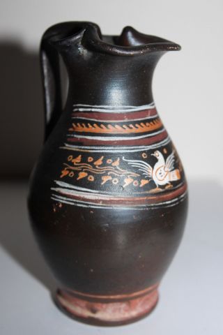 Quality Ancient Gnathian Greek Pottery Olpe 4th Bc Wine Cup Bird photo