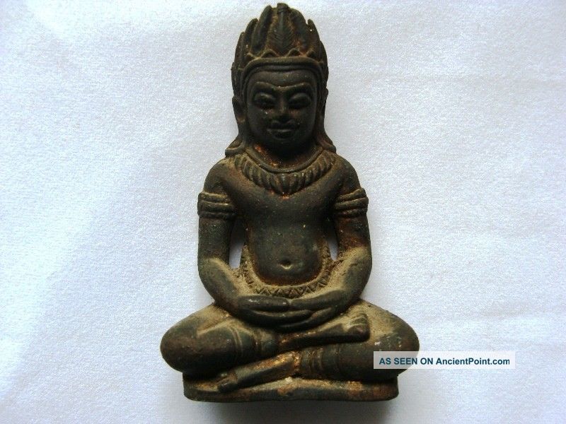 Rare Antique Old Buddha Statue Thai Amulet Southeast Asia Kingdom Of Lavo Figure Statues photo