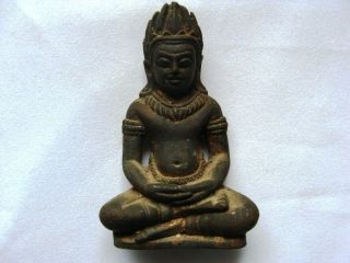 Rare Antique Old Buddha Statue Thai Amulet Southeast Asia Kingdom Of Lavo Figure photo