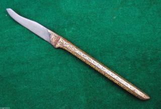 Antique Ottoman Turkish Calligrapher Pen Knife Wootz Gold Inlaid Dervish Knife photo
