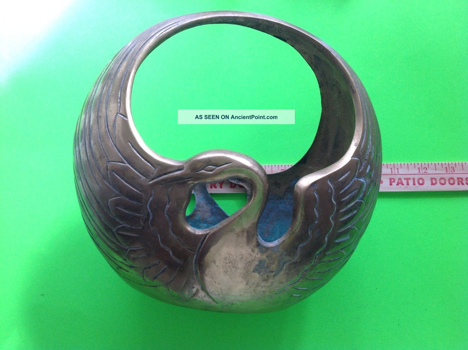 Art Deco Brass Vase With Swan Design & Handle Art Deco photo