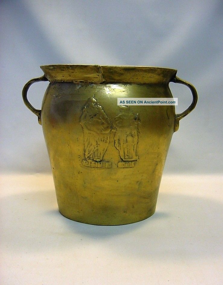 1600/1700 ' S Early Heavy 2 - Mold Bronze Bean Pot,  Marked,  Figural Metalware photo