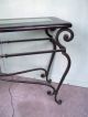 Heavy Wrought Iron Console Table Faux Marble Veneer Mid Century Regency Post-1950 photo 2