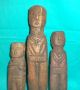 Antique Old Wooden Hand Carved 3 Piece Tribal Lady With Her Children Figure Sculptures & Statues photo 4