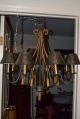 French Tole Bouillotte Chandelier 8 Lamp Light Wrought Iron Gold Tassel Chandeliers, Fixtures, Sconces photo 1