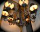 French Tole Bouillotte Chandelier 8 Lamp Light Wrought Iron Gold Tassel Chandeliers, Fixtures, Sconces photo 4