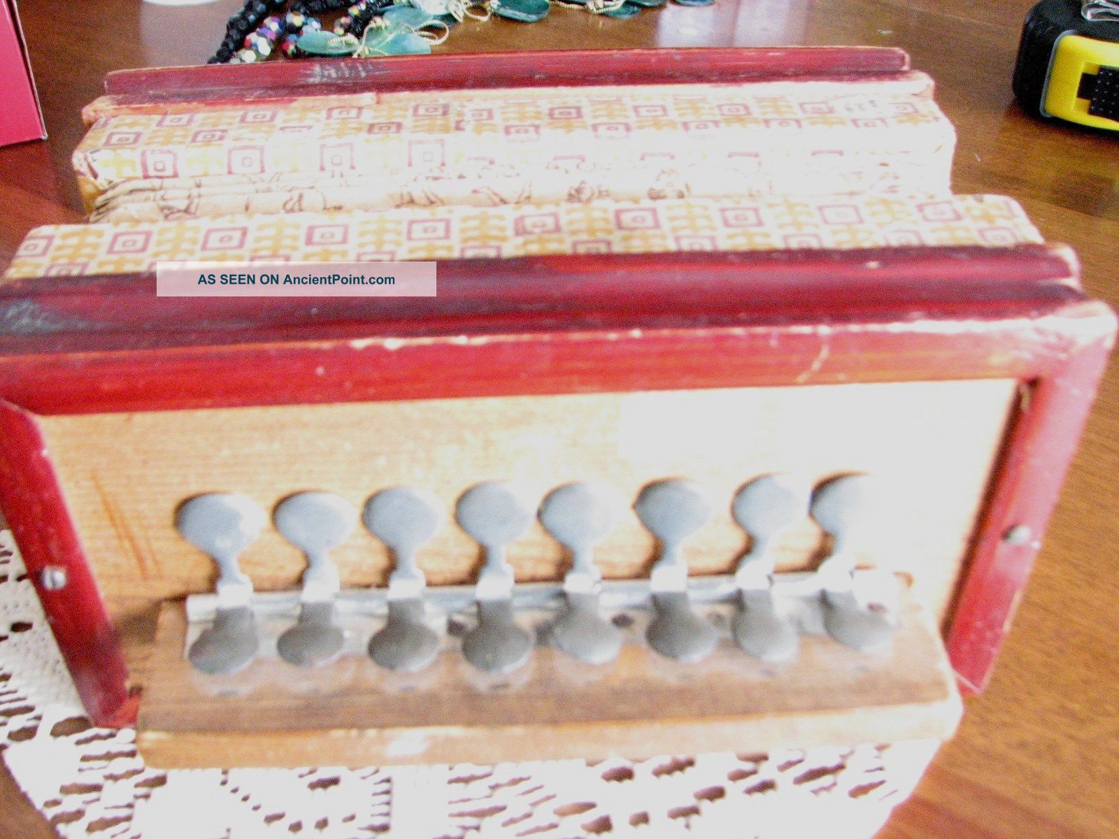 Antique Estate Toy Accordian,  Play,  Pretend,  Works Musical Instument Tin Keys Keyboard photo