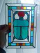 Egyptian Two Panels Ankh Scarab Turquoise Blue Stained Glass - Pewtermoonsilver Egyptian photo 4