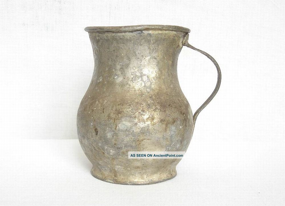 Antique Turkish Hand Hammered Copper Pitcher Jug Mug Primitives photo