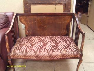 Charming Antique French Settee Intricate Inlay With Cupids photo