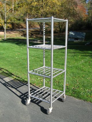 Vtg Industrial Factory Stainless Steel Cart On Casters,  Kitchen Storage Rack photo