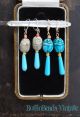 Earrings Egyptian Revival Turquoise Blue Clay Scarab Roman Coral + Glass Beads Roman photo 3