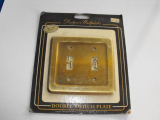 Nip Antique Brass Double Light Switch Plate Cover 1986 photo