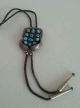 Old Pawn Impressive Silver,  Morenci Turquoise & Leather Bolo By Ted Castillo Native American photo 1