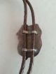 Old Pawn Impressive Childs Silver And Turquoise Bolo With Leather Straps Native American photo 1