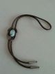 Old Pawn Impressive Childs Silver And Turquoise Bolo With Leather Straps Native American photo 3