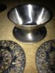 Vintage Raimond Silverplate Round Trivets Hot Plates Overlayed Glass & Bowl Trivets photo 2